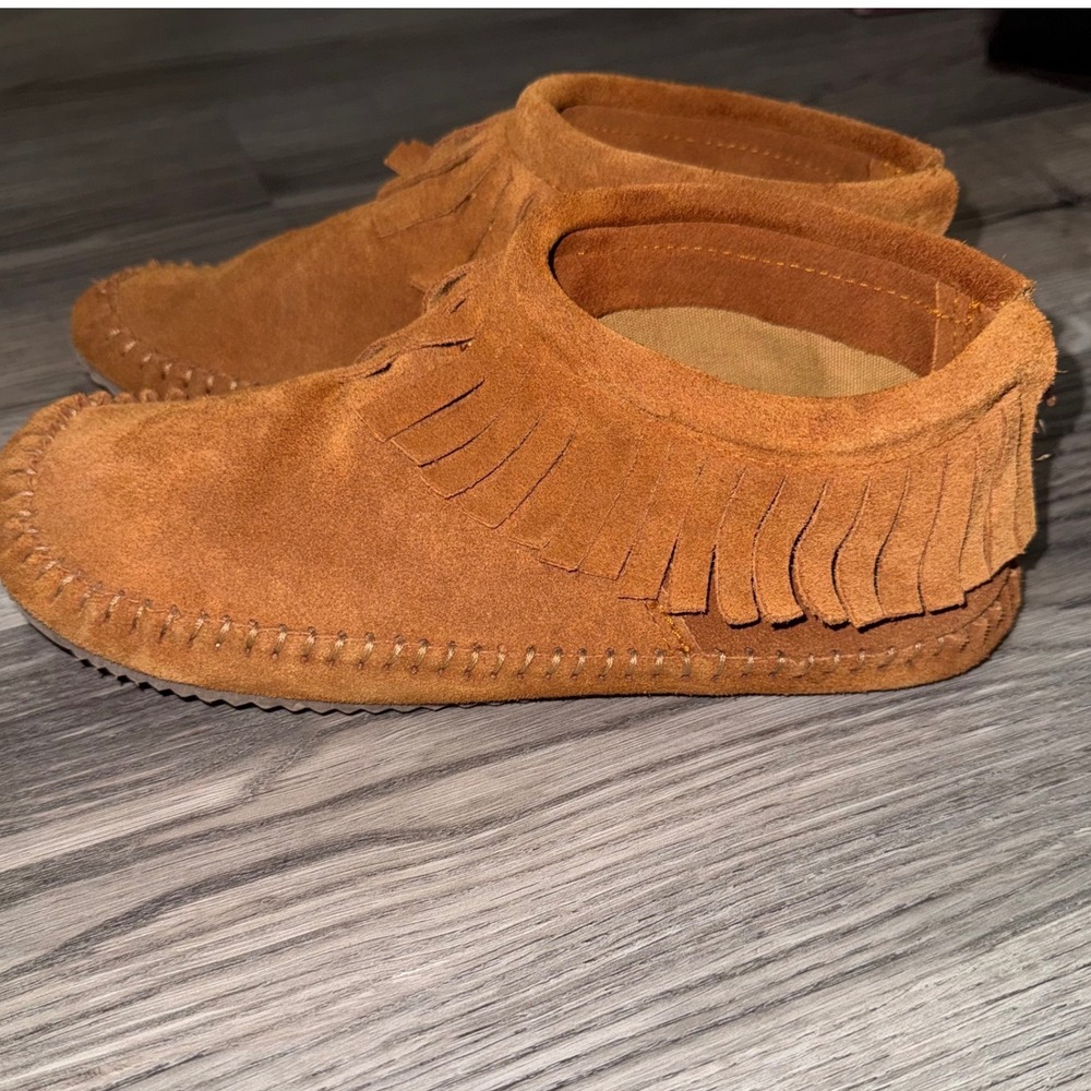 SoftMoc Debra II Lo Women Size 8M Tan Suede Fringe Moccasin Booties Boho Western - Picture 3 of 8